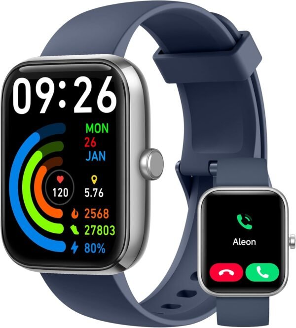 Smart Watch for Men Women with Bluetooth Call,Alexa Built-in Smartwatch,1.83"DIY Dial Fitness Watch with Sleep Heart Rate SpO2 Monitor,100+ Sport Mode,IP68 Waterproof Watch Compatible with Android iOS - Image 2