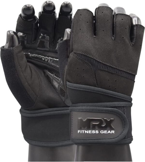 MRX Weightlifting Gloves for Men Workout Gloves Mens Wrist Support Lifting Gloves Male Gym Gloves | Workout Gym Accessories for Men Weight Lifting Fingerless Gym Exercise for Powerlifting - Image 4
