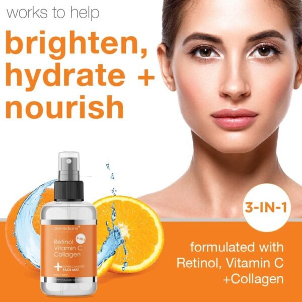 3 in 1 Super-Charged Anti-Aging Face Mist w/Retinol, Vitamin C + Collagen | Hydrates, Refreshes & Brightens for a More Glowing Complexion | 4 fl oz, 120 ml - Image 3
