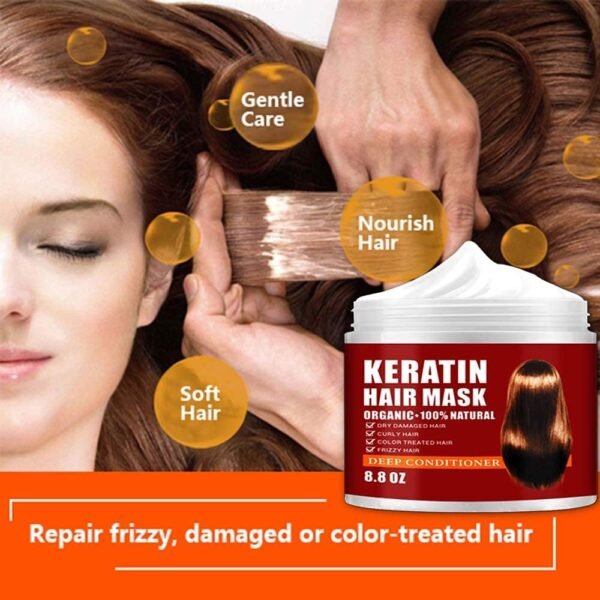 Keratin Hair Mask,Keratin Hair Treatment 250g Hair Mask for Dry Damaged Hair,Hair Treatment Mask Deep Repair Damage Hair Root,Natural Deep Conditioner Hydrating Hair Masque - Image 6