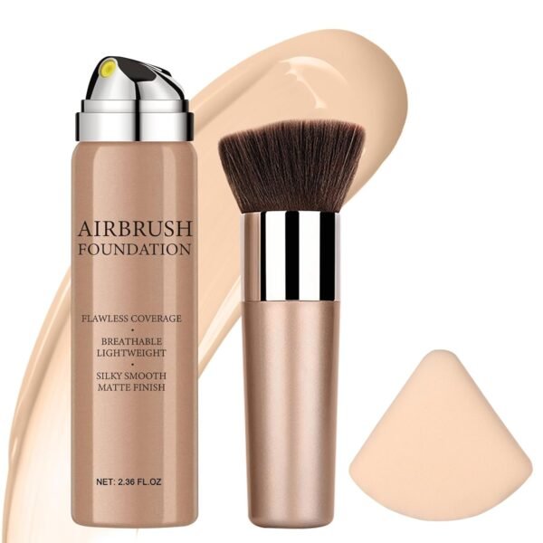 Airbrush Foundation Spray Makeup Set, Hydrating and Moisturizes Face Prime, Long Lasting Waterproof Full Coverage Foundation Mist for Color Correction, Brighten, Matte Finish, 2.36oz - #3 Nude - Image 2