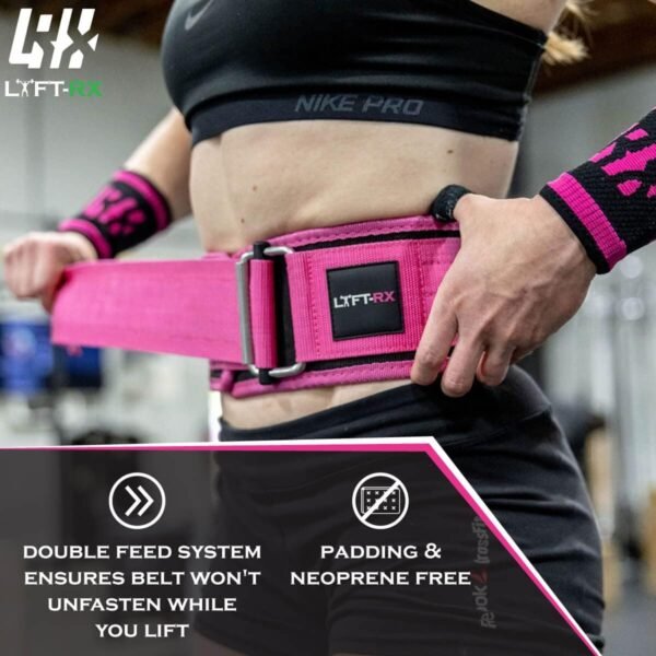 Weightlifting Belt for Squats, Deadlift, Powerlifting, Olympic Weight Lift, Cross Train, Gym, Workout, 4-inch Wide Fit Nylon Belt, Men/Women, in Black, Pink, or OD Green - Image 5