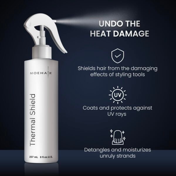 MOEHAIR Professional Grade Heat Protection Spray for Color-Treated and Natural Hair, Thermal Protection for Hair, Tames Flyaways, Reduces Frizz, Adds Shine, Split End Treatment, 8 Fl Oz - Image 4