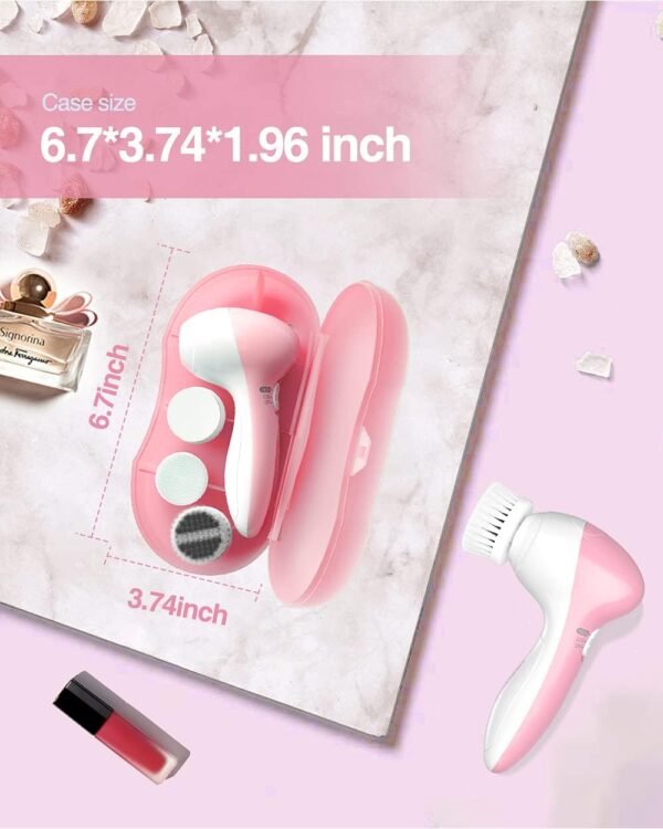 TOUCHBeauty Face Scrubber Exfoliator, Facial Cleansing Brush with 3 Cleanser Heads & 2 Speeds Adjustable for Skin Care Wash,Deep Cleaning,Face Spa System,Battery Powered - Image 9