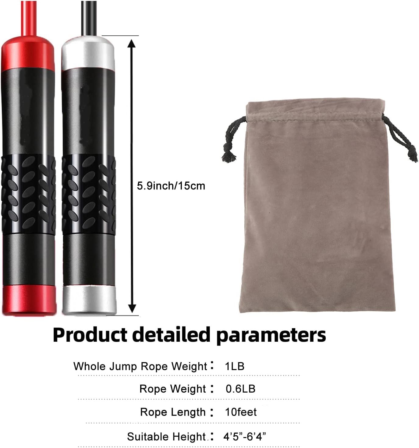 Weighted Jump Rope for Women,Men,Heavy Jump Rope with Adjustable Bold PVC Rope,Ball Bearing Aluminum Handle,Great for Crossfit Training, Boxing, and MMA Workouts - Image 6