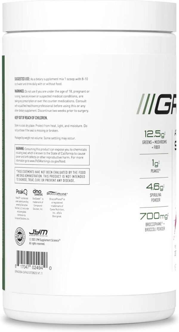 JYM Greens Super Food Powder for Performance, Blueberry Acai, Spirulina, Mushrooms, Vitamins, BroccoPhane & Broccoli, Men & Women, 30 Servings - Image 5