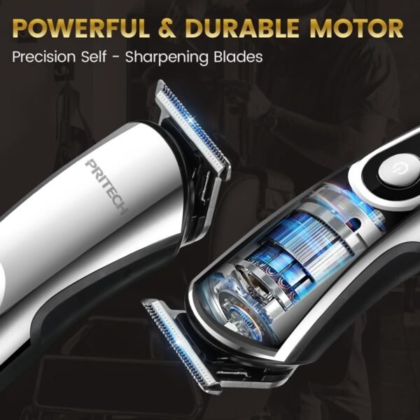 PRITECH Beard Trimmer for Men, 3 in 1 Hair Trimmer for Men Kit, Nose Ear Trimmer, Micro Shaver, Mens Grooming Set Cordless with LED Display IPX6 Waterproof (Silver) - Image 5