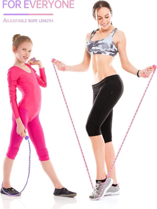 Lorvain Jump Rope for Kids, Adjustable Kids Jump Ropes for Girls Boys Toddler Fitness, Cotton Skipping Rope with Wooden Handle for Outdoor Fun Activities Exercise - 2 Pack - Image 5