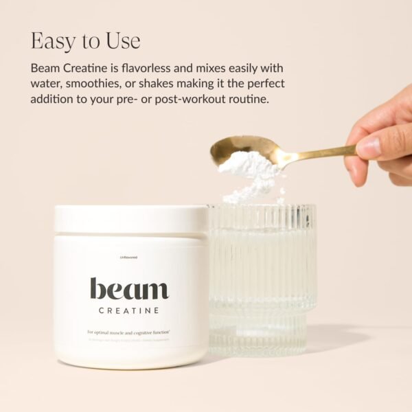 Beam Creatine Monohydrate Powder - Micronized Creatine for Muscle Growth, Strength, Endurance & Recovery - Unflavored, Fast-Dissolving, Workout Supplement for Men & Women, Keto & Vegan - 30 Servings - Image 3