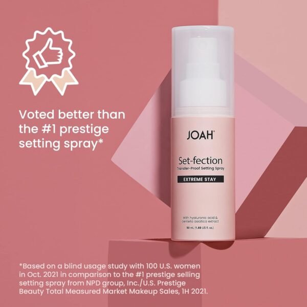 JOAH Set-Fection Transfer Proof Extreme Stay Setting Spray, Infused with hyaluronic acid and centella asiatica, Net Wt. 50 ml (1.69 fl.oz..) - Image 6