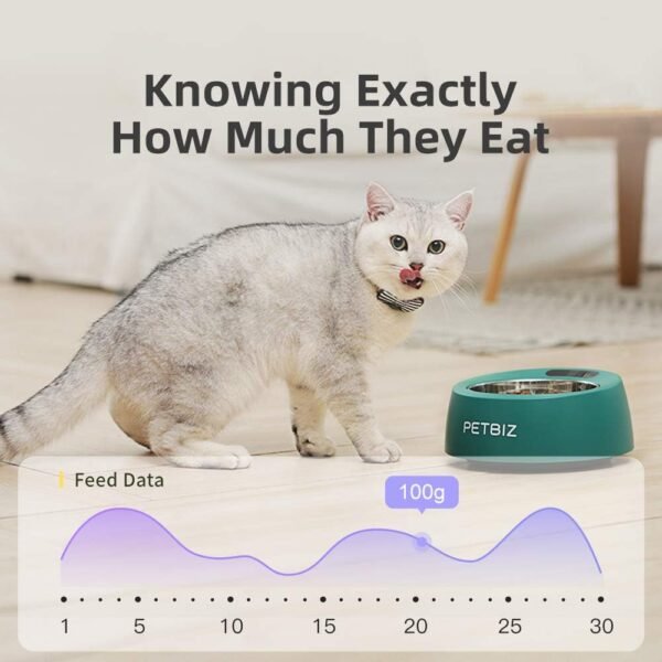 Smart Bowl for Pets, Stainless Steel Pet Bowl with Built-in Digital Scale, Feeding Suggestion (Forrest Green) - Image 5