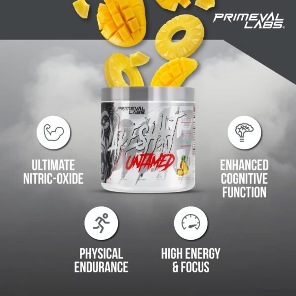 Primeval Labs Ape Untamed Pre Workout Energy Drink Powder | Max Support for Pumps & Focus | Nitric Oxide Production Preworkout Energy with L-Citrulline, Beta Alanine, Mango Pineapple 40 Servings - Image 5