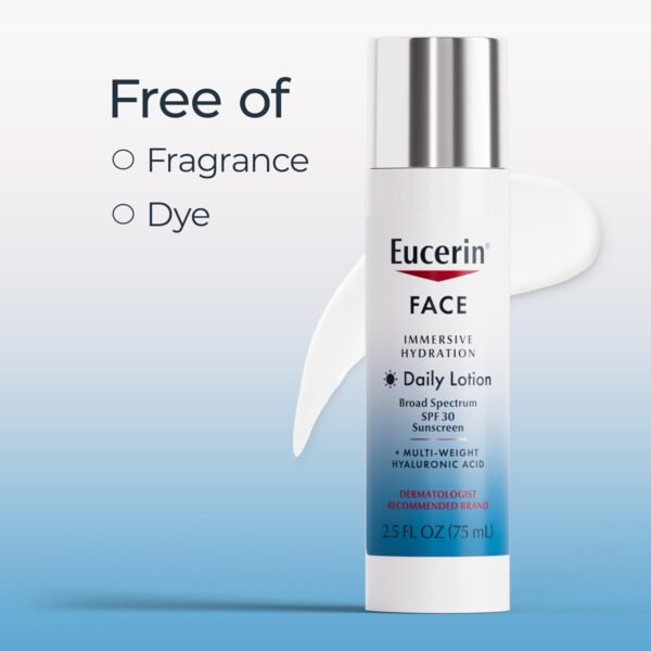 Eucerin Face Immersive Hydration Daily Face Lotion Broad Spectrum SPF 30 Sunscreen, Daily Moisturizer with Hyaluronic Acid Smooths Fine Lines and Wrinkles, 2.5 Fl Oz Bottle - Image 9