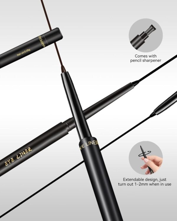 Black Gel Eyeliner for Older Women,Gel Eye Liner Pencil Waterproof Smudgeproof,Retractable Matte Cream Eyeliner Waterline With Sharpener Retractable Eyebrow Liner Makeup Pen Mature Women Sensitive Eye - Image 7