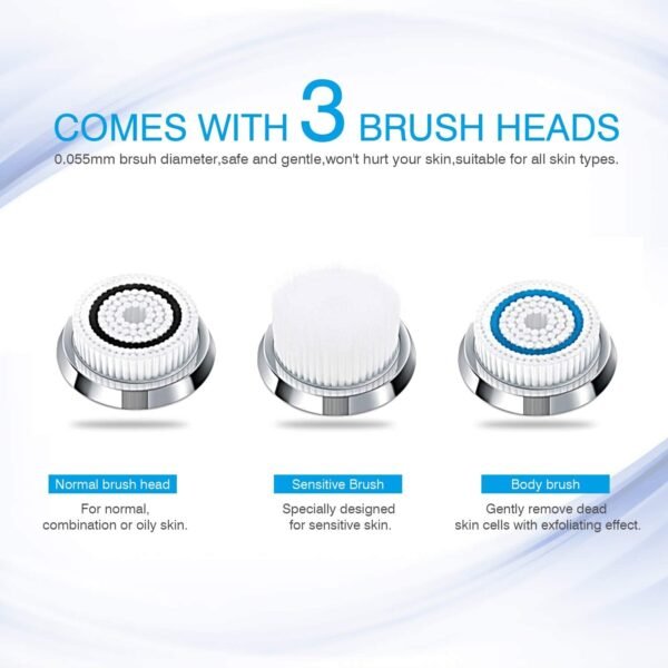 Facial Cleansing Brush Sonic Facial Brush Skin Cleansing Electric Face Scrubber Exfoliator by Hangsun SC200 with 3 Brush Heads, 3 Speed Modes Rechargeable for Exfoliating, Massaging and Deep Cleansing - Image 8