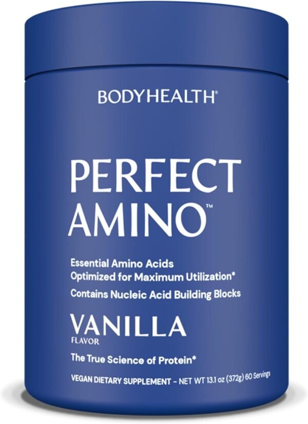 BodyHealth PerfectAmino Powder - BCAA and EAA Powder for Pre and Post Workout - Amino Acid Energy Drink for Men and Women to Support Lean Muscle and Recovery - Vanilla - 60 Servings - Image 2