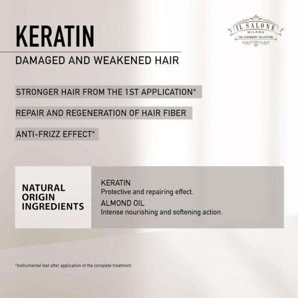 Il Salone Milano Professional Keratin Conditioner - Detangling Conditioner + Damaged Hair Treatment - Provides Frizz Control & Hair Reconstruction (16.9 oz / 500 ml) - Image 4