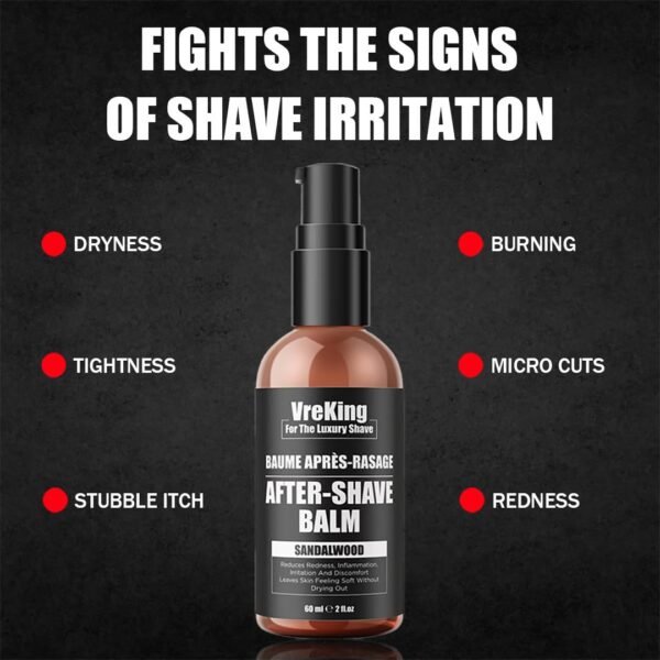 After Shave Balm For Men, Natural Aftershave Lotion For Men Sensitive Skin, Post Shave Balm, After Shave Cream Lotion Calms, Soothes, Treats Redness, Razor Burn, Irritations, Sandalwood, 60ml - Image 3