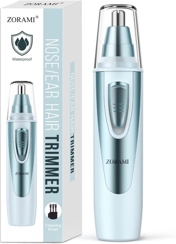 Ear and Nose Hair Trimmer Clipper - 2025 Professional Painless Eyebrow & Facial Hair Trimmer for Men Women, Battery-Operated Trimmer with IPX7 Waterproof, Dual Edge Blades for Easy Cleansing Blue - Image 2