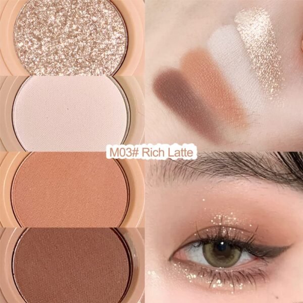 Erinde 4 Colors Eyeshadow Palette, Matte Shimmer Quartet, High Pigmented, Long Lasting, Ultra-Blendable, Rich Colors with Velvety Texture Eye Makeup Palette with Mirror, Great for Travel M03# - Image 3