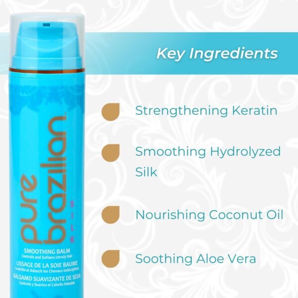 Pure Brazilian Silk Smoothing Balm with Keratin, Hydrolyzed Silk & Coconut Oil, Anti-Frizz, Nourishing & Strengthening Formula, Salon-Quality Treatment, 6.78 Oz - Image 4