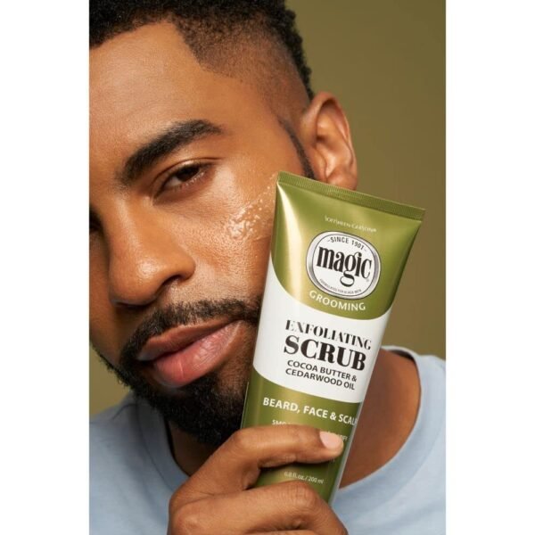 SoftSheen-Carson Magic Men's Grooming Facial Exfoliating Scrub, Softens, Smooths and Clarify, With Cocoa Butter and Cedarwood Oil for Beard, Skin and Scalp, 6.7 fluid ounces - Image 6
