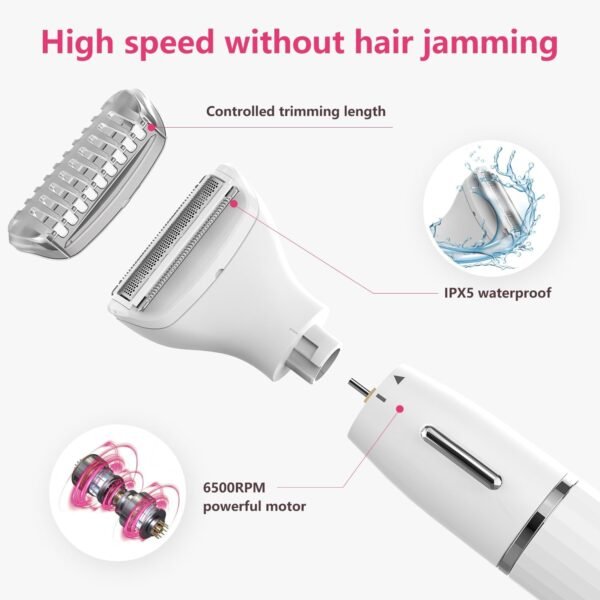 OWill Ear Nose Hair Trimmer for Men/Women 4in1 Flawless Eyebrow Facial Hair Remover Trimmer, Stainless Steel Blades, Type-C Charge, Waterproof, Suitable for Underarms Private Parts Moustache etc White - Image 4