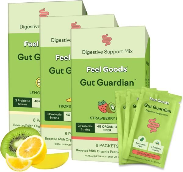 Feel Goods Gut Guardian, Prebiotic & Probiotic Powder, Sugar Free, Organic Fiber, Herbs for Bloat, Gut Health Support, Digestive Health for Men & Women, Non GMO, Vegan | Variety Pack, 24 Count - Image 2