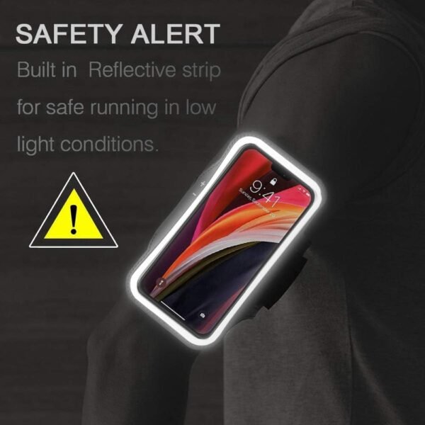 iPhone 13 Mini, 12 Mini Armband, JEMACHE Water Resistant Gym Workouts Running Phone Arm Band for iPhone 13Mini, 12Mini (Black) - Image 8
