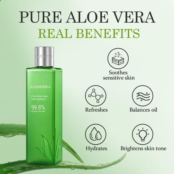 Aloderma Fresh Aloe Vera Face Hydrator Made with 99.8% Organic Aloe Vera within 12 Hours of Harvest - No Thickeners Great for Acne Prone & Sensitive Skin Repair, Scalp, & Hair 240ml - Image 4