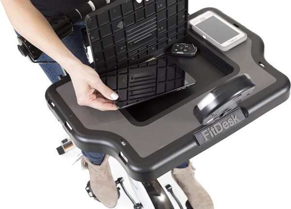 FitDesk Bike Desk 3.0 - Adjustable Height Standing Desk Exercise Bike, Built-in Tablet Holder, Lightweight Stationary Laptop Table for Home Office, Supports Up to 300 lbs, Ideal for Home Workouts - Image 6