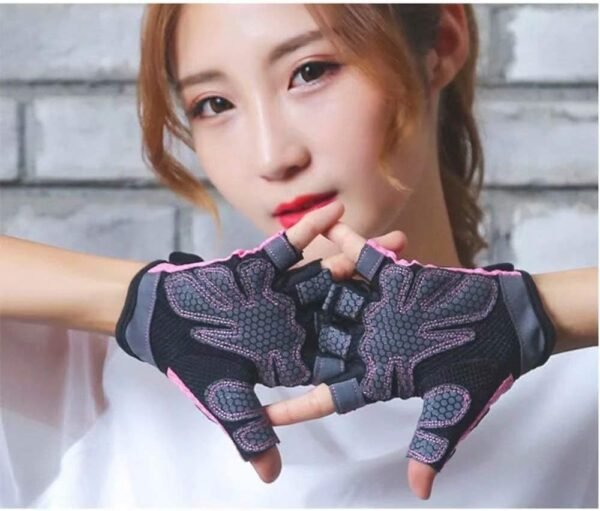 Workout Gloves Breathable Non-Slip Silica Gel Grip Pink Fingerless Exercise for Men Women Weight Lifting Yoga Dumbbell Bodybuilding Cycling Sport - Image 5