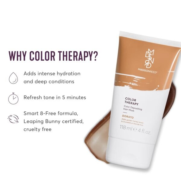 Madison Reed Color Therapy, Dorato, Color Depositing Hair Mask & Deep Conditioning Treatment, Intensely Hydrating, Refreshes Color & Tone, Keratin & Argan Oil, 4 Fl Oz (118 mL) - Image 3