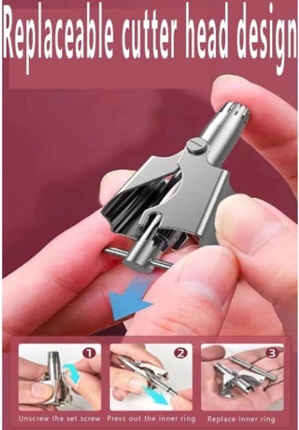 Men's Nose Hair Trimmer, Stainless Steel Manual Ear, Nose Hair Remover, Unisex, with 12 Double Edge Blades, Painless, No Batteries. Small and Easy to Clean and Carry - Image 5
