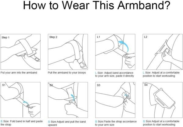 JEMACHE Armband for Samsung Galaxy S24 Ultra, S23 Ultra, S22 Ultra, S21 Ultra, S24+ S23+ S22+ S21+, Gym Running Workouts Arm Band with Earbuds Holder (Black) - Image 8
