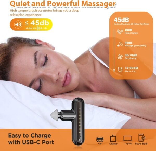 Mini Massage Gun, Pocket-Sized Deep Tissue Massager Gun, Portable Percussion Muscle Massager Gun, Convenient, Easy and Practical, Ultra Small & Quiet Muscle Massage Gu (Dark Grey) - Image 7