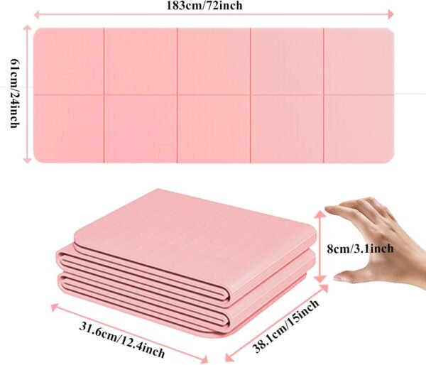 Yoga Mat for Travel, Non-Slip Yoga Mat, Exercise Mat 1/4" Thick Yoga Mat Foldable, Perfect for Pilates, Outdoor & Travel, TPE Anti-Slip Yoga Mat with Carry Bag - Image 3