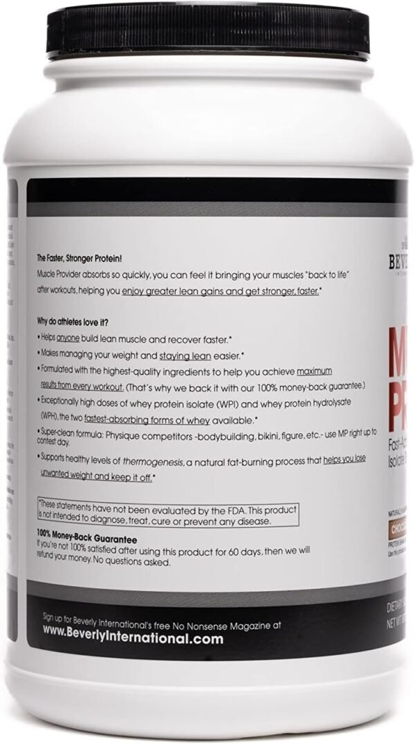 Beverly International Muscle Provider, 30 Servings, Chocolate. Super-Fast-Absorbing Whey Protein Powder for Recovery, Lean Muscle. Fills Your Muscles, not Your Stomach. Tastes Like ice Cream - Image 4