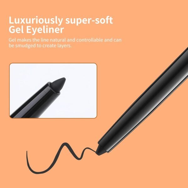 docolor Eyeliner Gel Eye Liner Pen Ultra-Pigmented Waterproof Smudge-proof Gel Eyeliner Pencil, Black - Image 3