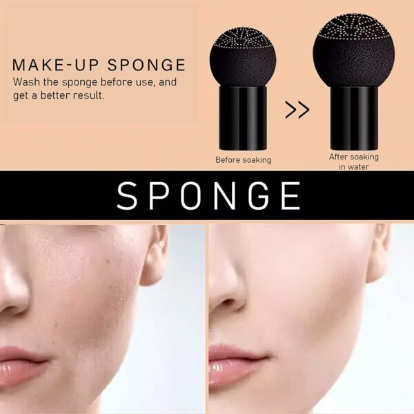CC Cream Foundation Mushroom Head Air Cushion Face Makeup Moisturizing Concealer Waterproof Oil Control Long-Lasting Nude Makeup Even Skin Tone for All Skin Types (Light Brown) - Image 6