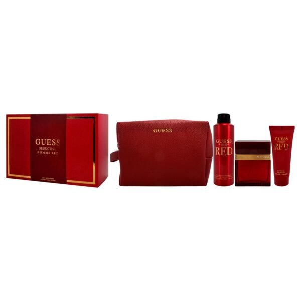 Guess Seductive Red for Men - 4 Pc Gift Set 3.4oz EDT Spray, 6oz Body Spray, 3.4oz Shower Gel, Pouch - Image 5