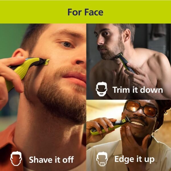 Philips Norelco OneBlade 360 Blade, Genuine Replacement Blade, Face/Body Kit, for OneBlade Electric Shaver and Trimmer, Durable Stainless Steel, Trim, Edge and Shave, QP614/80 - Image 3
