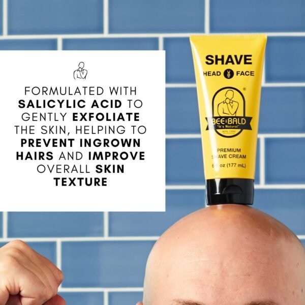 Bee Bald SHAVE Premium Shaving Cream Goes On Light & Slick That's Incredibly Smooth & Quick For Both Face And Head, 6 Fl Oz - Image 6