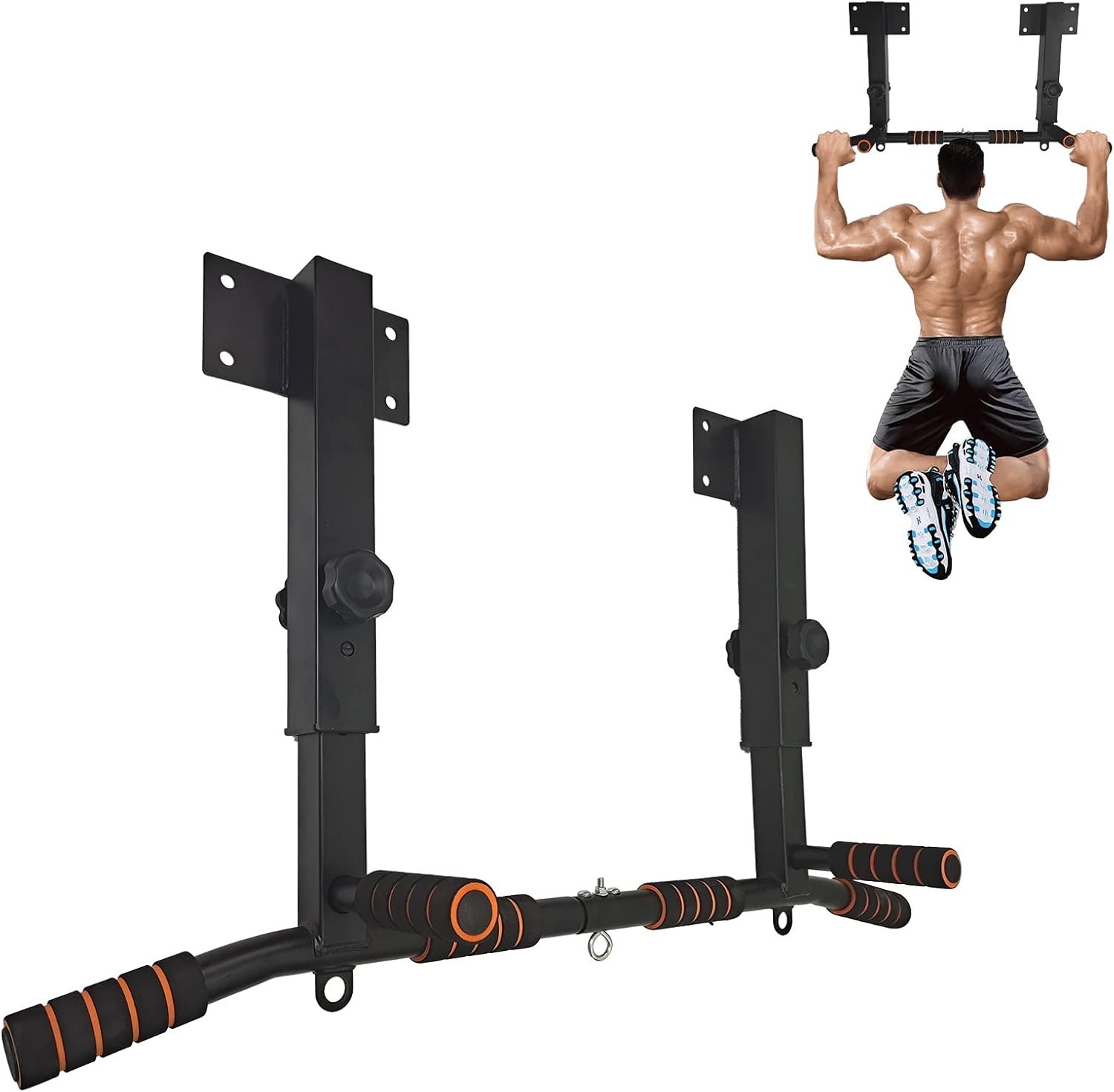 BDL Wall Mounted Pull Up Bar Chin Up bar Multifunctional Dip Station for Indoor Home Gym Workout, Power Tower Set Training Equipment Fitness Dip Stand Supports to 440 Lbs - Image 2