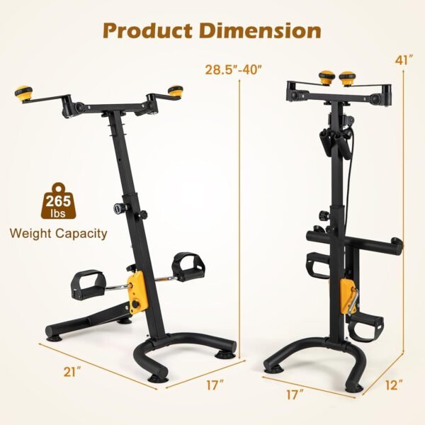 GYMAX Pedal Exerciser for Seniors, Hand Arm Leg and Knee Folding Pedal Exercise Bike with Adjustable Handgrip, Resistance and Height, Home Indoor Fitness Equipment for Rehabilitation - Image 7