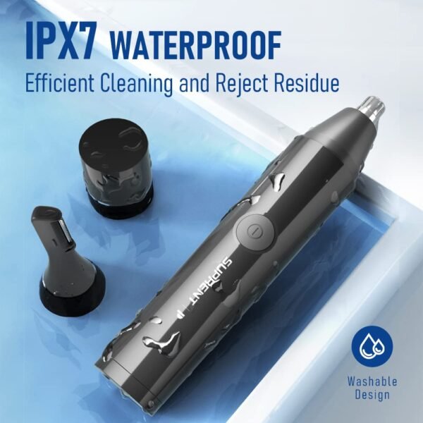 SUPRENT Rechargeable USB-C Nose Trimmer - Nose Ear Hair Trimmer for Men with IPX7 Waterproof Wet/Dry- Precision & Painless Eyebrow & Facial Hair Trimmer Kit (New Version) - Image 4