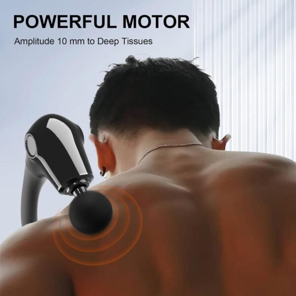 Massage Gun with Extension Handle,Massage Gun Deep Tissue 10mm,Back Massager for Pain Relief Deep Tissue for Shoulder Neck Waist Legs,Percussion Muscle Massage Gun with 4 Massage Heads 5 Speed Level - Image 4