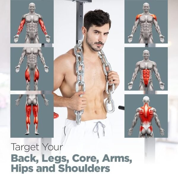 Logest Weight Lifting Chains with Collars - 1 Pair Available in 15LB 25LB 35LB 45LB Steel Workout Chains - Fitness Equipment for Deadlifts Bench Presses and More Targets Back Legs Core Weight Chains - Image 6