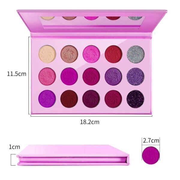 Afflano Purple Eyeshadow Palette Makeup Matte Glitter, Highly Pigmented Pink Eye Makeup Pallet, Dream Purple Pink Dark Red Violet Cute Bright Shimmer Travel Eyeshadow Pallet for Girl Women - Image 9