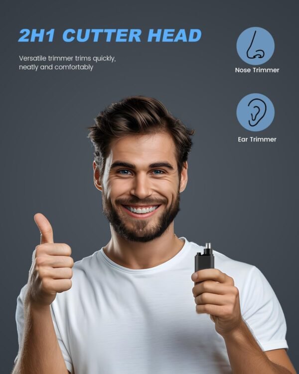 Nose Hair Trimmer,2024 Painless Ear Hair Trimmer for Men Women,Type-C Rechargeable Trimmer with IPX7 Waterproof,Dual Edge Blades Clipper for Easy Cleansing Travel Size (Black) - Image 4
